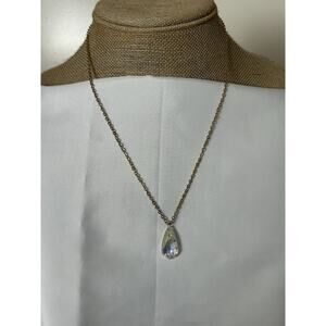 Lovely Gold Tone Faceted Glass Teardrop Necklace & Earring Set